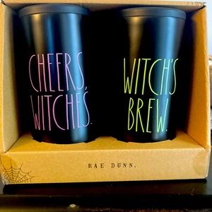 2 Rae Dunn Insulated Stainless Steel Slim Can Coolers - Halloween - Witch